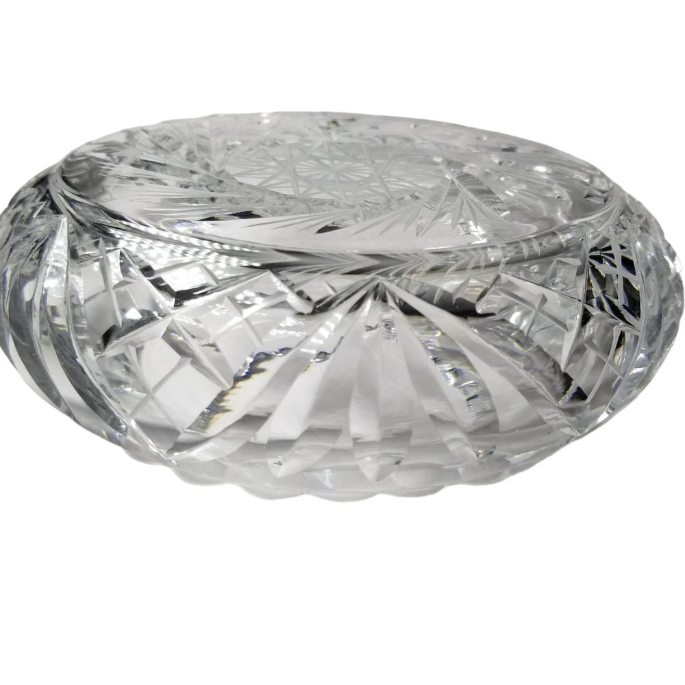 Boeheim Cut Crystal Heavy Ashtray Pinwheel Design RTL Czechoslovakia - Picture 10 of 12